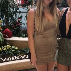 Nude suede dress with built in chocker